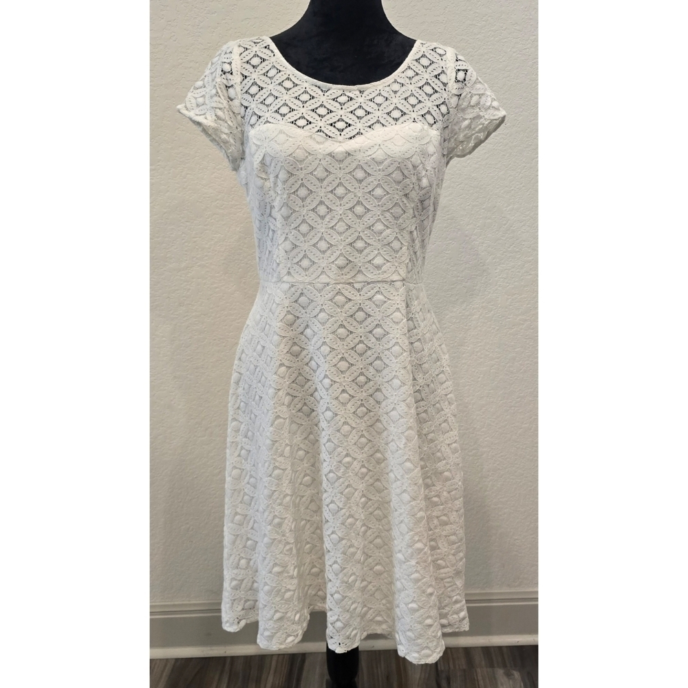 Chic WHBM White Eyelet Lace Summer Dress - Size 10